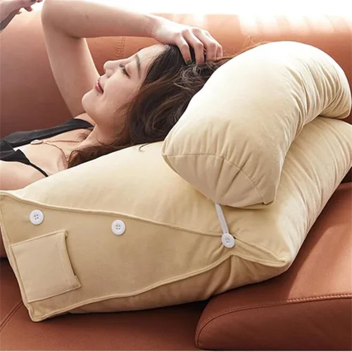 Vista 3 de Almohada triangular para lectura y dormir en forma de cuña con almohada ajustable para el cuello, soporte para cuerpo, espalda, lumbar, uso en cama