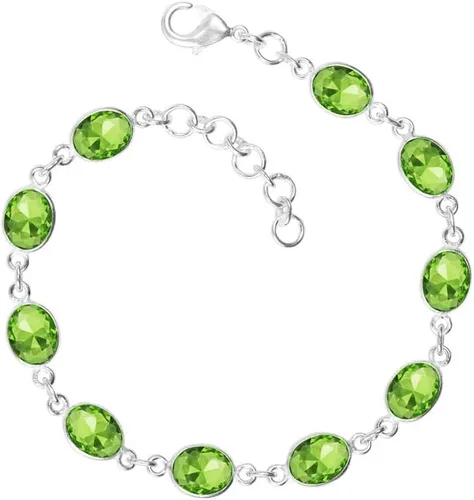 Vista 6 de Pulsera de piedras preciosas, pulsera ajustable con superposición de plata para mujeres y niñas, regalos de Navidad