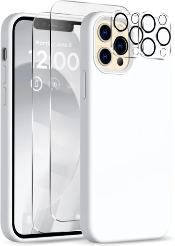 Vista 28 de Funda para iPhone 12 Pro Max, [2 protectores de cámara + 2 protectores de pantalla], funda protectora de silicona de cuerpo completo a prueba