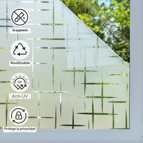 Vista 5 de HIDBEA Película de Privacidad para Ventana, Película Decorativa de Adhesión Estática, Película Esmerilada No Adhesiva con Control de Calor y Bloqueo