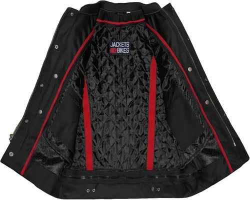 Vista 3 de COMMUTER - Chaqueta de motocicleta para hombre, piel de búfalo premium, armadura CE, bolsillos utilitarios, Street Cruiser Motorbike Biker Negro