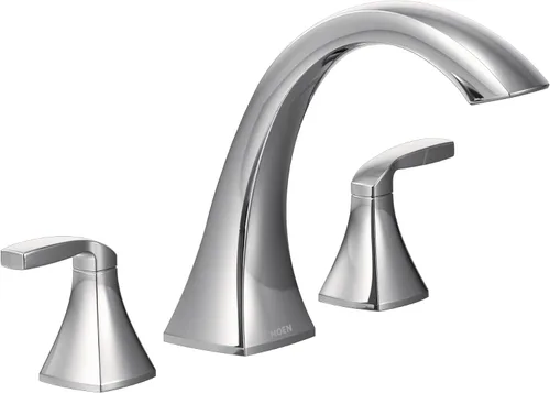 Vista 3 de Moen T693ORB Voss - Kit de moldura de grifo de bañera romana con 2 manijas para montaje en cubierta, requiere válvula, bronce aceitado
