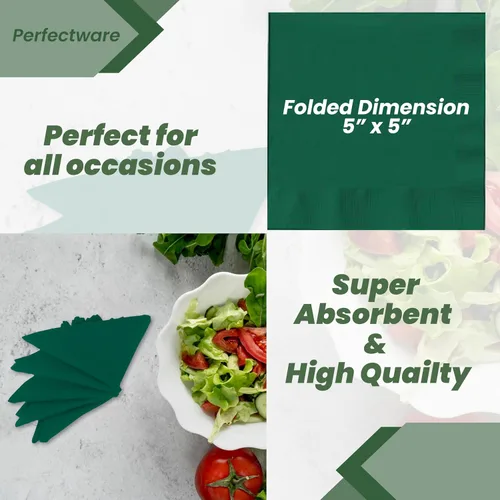 Vista 5 de Perfectware - Servilletas para bebidas de 2 capas, color verde cazador - paquete de 250