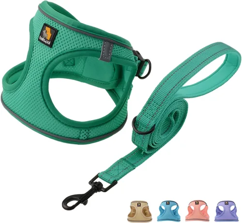 Vista 25 de BELLA & PAL Arnés de chaleco con entrada por pasos para perros pequeños y medianos, arnés para perros pequeños sin tirones con juego de correa