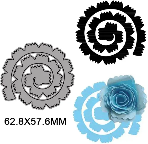 Vista 5 de 10 piezas de troqueles de metal de flores en espiral 3D para hacer tarjetas DIY, álbumes de recortes, troqueles en relieve, plantilla de punzón