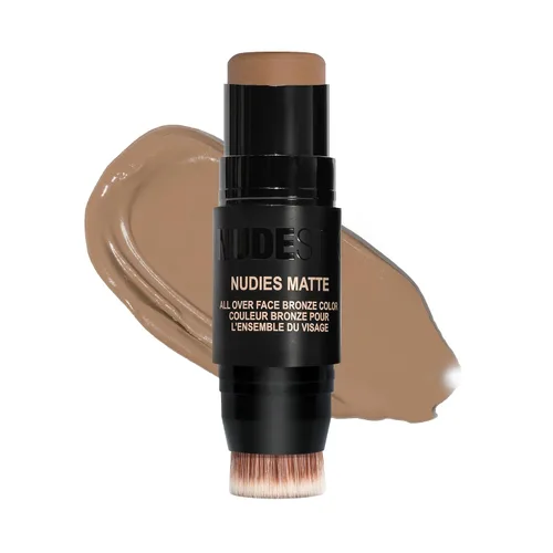 Vista 18 de Nudestix Nudies Bronze All Over Matte Bronzing Stick – 3-in-1 Cream Bronzer for Cheeks, Eyes & Lips with Built-In Brush Natural Contour & beach