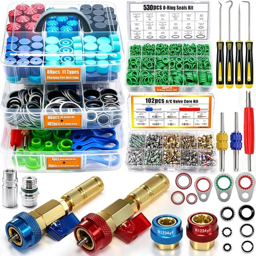 Vista 10 de Taiss Kit de accesorios de núcleo de válvula de aire acondicionado de coche, 102 Uds., con herramienta de extracción de núcleo de válvula, R12