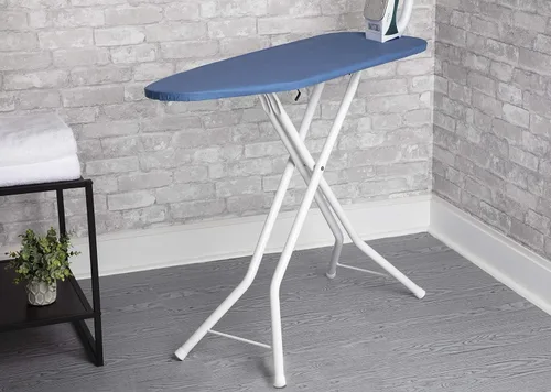 Vista 2 de Tabla de planchar plegable de 40 pulgadas, compacta, soporte que ahorra espacio con altura ajustable, mesa de planchar resistente con patas en Y