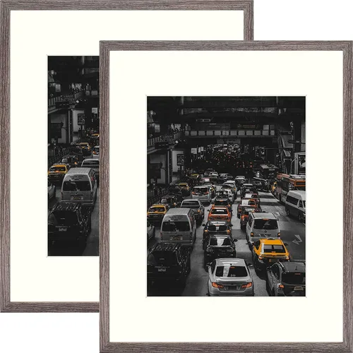 Vista 15 de Golden State Art, Marco de fotos de 11 x 14 pulgadas, para pared, fotos y pósteres de 8 x 10, pintura/impresión, bodas, paisajes (gris, paquete de 2)