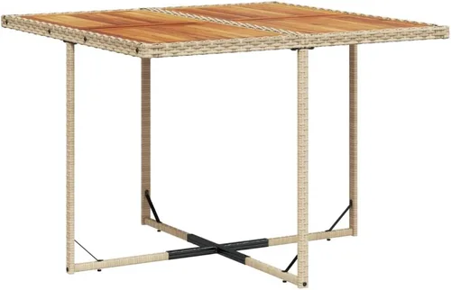 Vista 4 de Juego de comedor de patio de 5 piezas, muebles de exterior sintético de ratán beige, mesa rectangular con 4 sillas, resistente a la intemperie