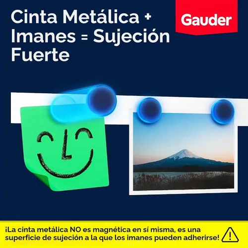 Vista 3 de GAUDER Cinta de metal autoadhesiva Cinta ferrosa para imanes Tira de acero metálico