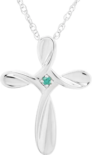 Vista 11 de Boston Bay Diamonds Sterling Silver Infinity Birthstone Cross Necklace 01 de enero - Granate genuino
