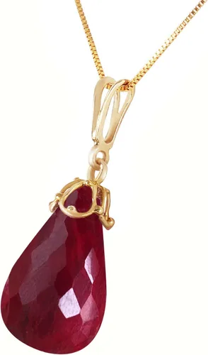 Vista 2 de Galaxy Gold GG Collar de oro macizo de 14.8 quilates con dije de rubí teñido Briolette, Metal, Rubí