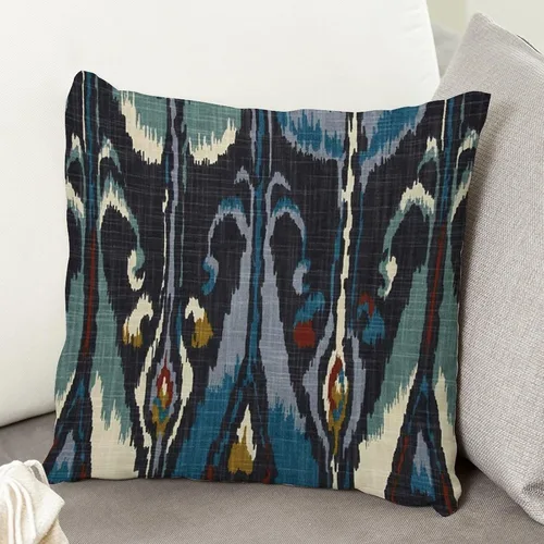 Vista 4 de Funda de almohada de lino con cremallera para sofá de estilo bohemio turco Ikat, azul, verde, rojo, crema, blanco, con cremallera, para sala