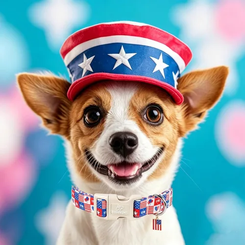 Vista 2 de Collar para perros del 4 de julio, collares patrióticos azules para cachorros y perros pequeños, ligero y ajustable 1776 collares para cachorros