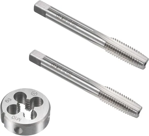 Vista 12 de M6mm x 1 HSS métrico y juego de troqueles de rosca de mano derecha, herramienta de bricolaje de roscado 3 piezas (M6 x 0.039 in)
