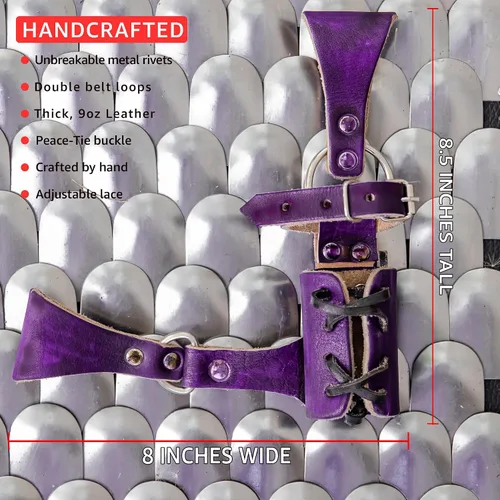 Vista 58 de Armory Replicas™ - Rana espada de cuero hecha a mano – Disfraz medieval LARP hebilla ajustable y cinturón de arma con cable soporte