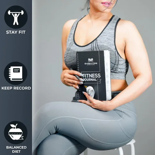 Vista 4 de Diario de fitness A5, papel de 120 GSM, diario de entrenamiento con tapa dura y encuadernación en espiral de calidad, registro de entrenamiento