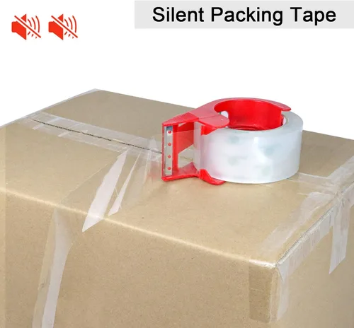 Vista 4 de BOMEI PACK Cinta de embalaje silenciosa sin ruido, 6 rollos de 1.88 pulgadas x 55 yardas, cinta de embalaje industrial resistente para embalaje