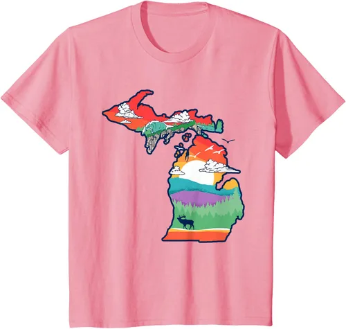Vista 52 de Michigan Outside - Camiseta con ilustración artística