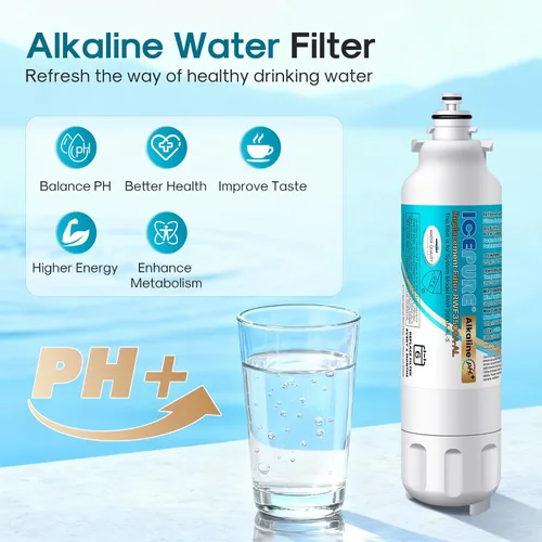 Vista 4 de ICEPURE Filtro de agua alcalino para refrigerador ADQ73613401 y reemplazo del filtro de aire para LG LT800P, LT800PC, ADQ75795104, ADQ736134