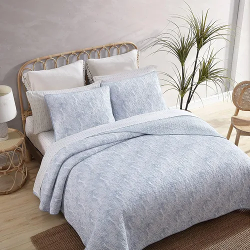 Vista 3 de Tommy Bahama - Juego de edredón tamaño Queen, decoración reversible de algodón para dormitorio con fundas a juego, ropa de cama costera con reverso