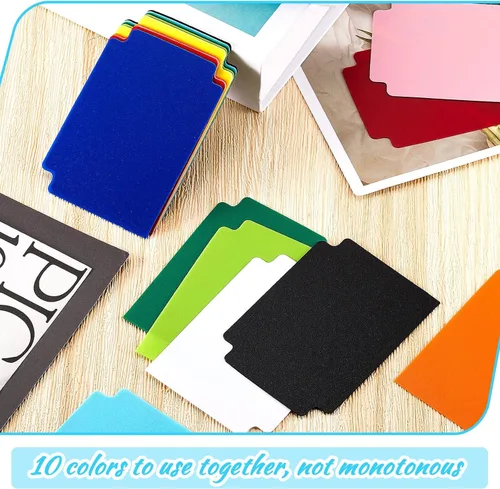 Vista 5 de 100 separadores de tarjetas intercambiables, separadores de tarjetas de plástico, separador multicolor esmerilado con pestañas, vertical estándar