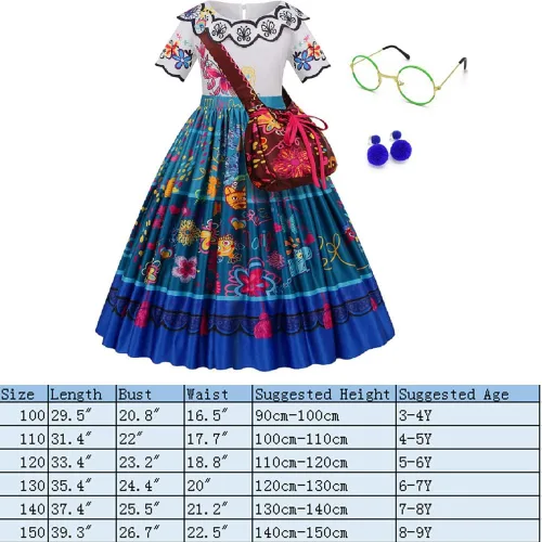 Vista 7 de PAINEOMN Isabella Dress, Isabella Costume Mirabel Dress for Girls Halloween Cosplay Costume Outfits for Kids