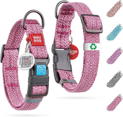 Vista 11 de WAUDOG Collar de perro reflectante de algodón ecológico, alternativa al collar de nylon para perros pequeños, medianos y grandes - Collar