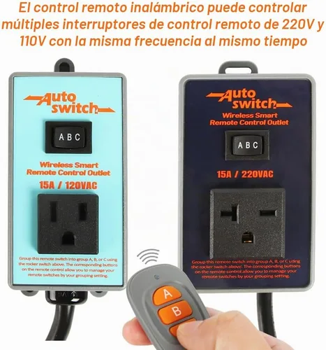 Vista 6 de O'SKOOL Interruptor de toma de corriente inalámbrico con control remoto, transmisor de 433M enchufe de 220V (batería incluida), PTA022