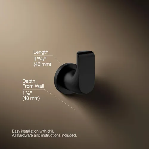 Vista 4 de Kohler 97499-BL Avid - Gancho para bata, color negro mate