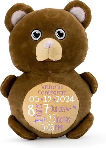 Vista 15 de Animal de peluche de elefante personalizado - Anuncio de estadísticas de nacimiento personalizadas, animales de peluche de elefante para bebés, baby