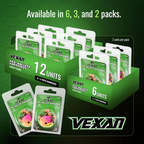 Vista 6 de Vexan Glow Walleye Spinner Rig - Live Bait Fishing Rig for Walleye with UV Glow Beads, #4 Colorado Spinning Plates, #2 Red J-Hook Setup, 48” Mono