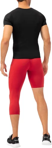 Vista 54 de Pantalones de compresión de 3/4 de una pierna para hombre, mallas de baloncesto atléticas para correr, leggings deportivos de capa base capri