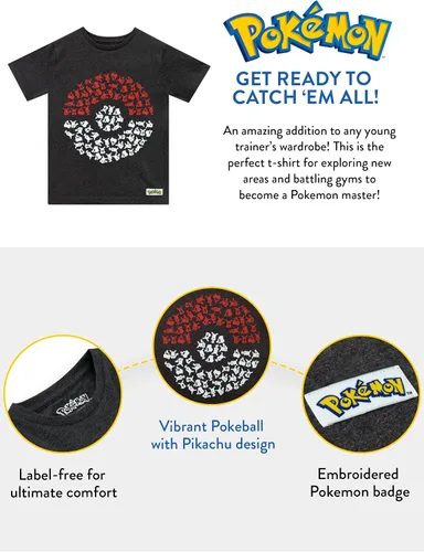 Vista 7 de Camiseta Pokémon Camiseta Pikachu para niños Camiseta Pokeball para niños Productos oficiales de Pikachu