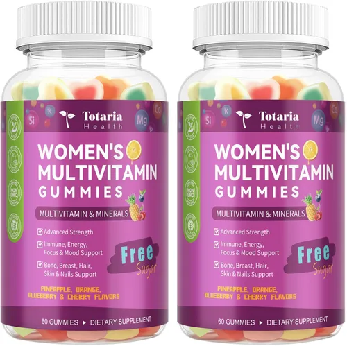 Vista 10 de Totaria Gomitas multivitamínicas sin azúcar para mujeres mayores de 14 años con hierro, inositol, folato, biotina, gomitas multivitamínicas diarias