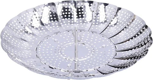 Vista 8 de Foldable Stainless Steel Steam Basket Rack for Pressure Cooker, Vegetable Steamer Rt with Hook, Kitchen Cooking Tool for Eggs Meat Seafood