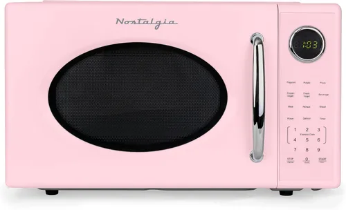 Vista 35 de Nostalgia Retro - Horno de microondas para encimera - Incluye 12 ajustes preprogramados y reloj digital - 0.9 pies cúbicos - 800 vatios - Amarillo