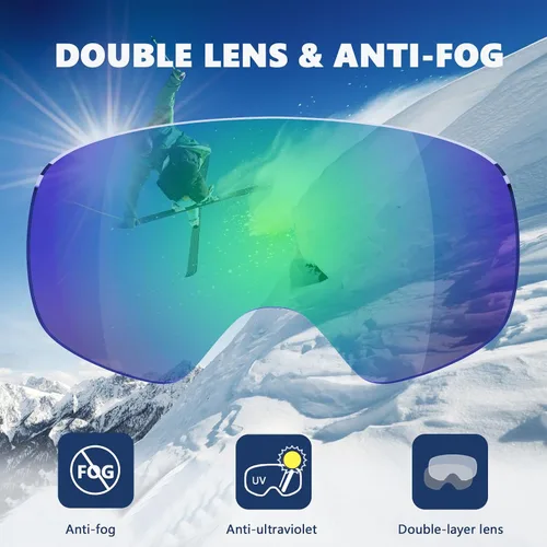 Vista 6 de OTG Ski Goggles PRO, Frameless 100% UV Protection Anti Fog Ski Goggles Men, Snowboard Goggles Men/Women/Adult/Youth