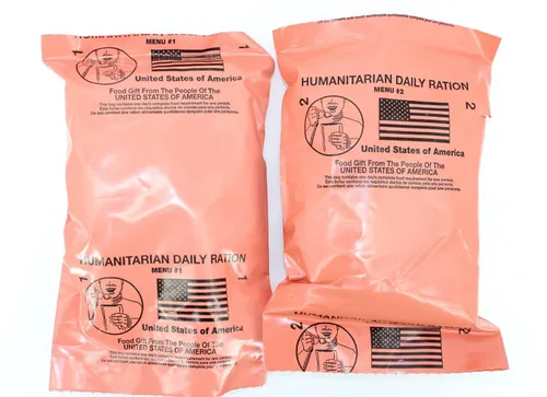 Vista 2 de 2 Comidas RACIÓN DIARIA HUMANITARIA MRE - MENÚ ALEATORIO - Fecha de inspección 10/2022 o más reciente