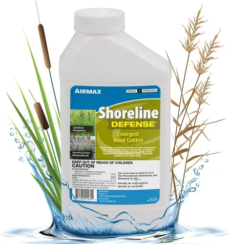 Vista 10 de Airmax Shoreline Defense Tratamiento concentrado para control de malezas emergentes, herbicida acuático (glifosato) para fragmitas, pasto