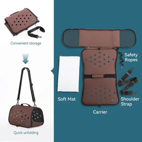 Vista 4 de Petsfit Transportador de conejos, 16 x 9 x 9 pulgadas, transportador portátil con orificios de ventilación, transportador de conejillos de indias