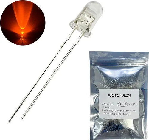 Vista 9 de 0.197 in rojo LED diodo luces 100pcs DC 2V 20mA lente clara redonda componentes electrónicos diodos emisores de luz bombillas LED