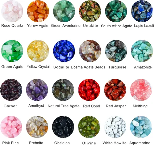 Vista 3 de Colle 1524 Perlas de cristal de colores para la fabricación de joyas, gemas curativas, pulseras de cintura, kit de collar de chips irregulares