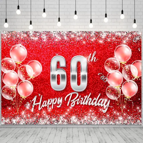 Vista 3 de Cartel de fondo de 30 cumpleaños rojo y plateado para mujeres y hombres de 30 años de edad, fondo de cumpleaños, fotografía, decoración de fiesta