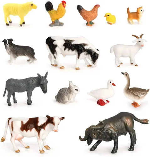 Vista 9 de Volnau Mini figuras de juguetes de animales de safari, 12 figuras salvajes en miniatura para niños pequeños, regalo de Navidad, cumpleaños, paquete