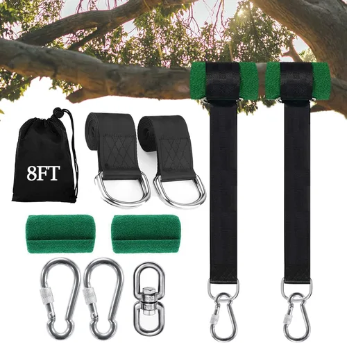 Vista 9 de Juego de correas de columpio para árbol (juego de 2), correas de columpio de árbol de 3 pies/8 pies/10 pies/20 pies/30 pies con capacidad para 2500