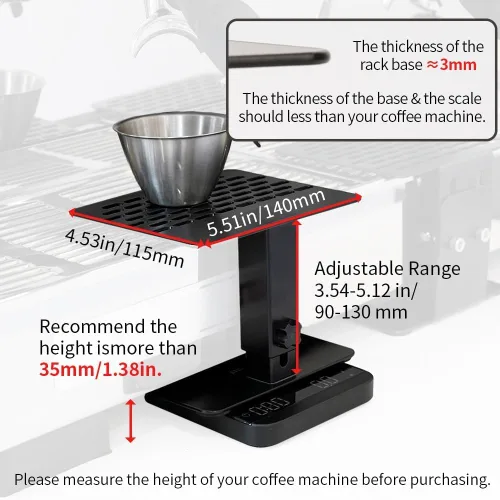 Vista 3 de watchget Bastidor de pesaje de café electrónico, altura ajustable, acero inoxidable, báscula de café, soporte para máquina de café expreso, bastidor