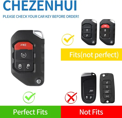Vista 2 de Compatible con funda para llavero Jeep con cordón de cuero, funda de protección para llave de automóvil para Jeep 2020 2021 Gladiator JT Sahara JLU