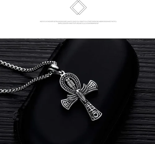 Vista 3 de Rehoboth Collar con colgante de cruz de Ankh copta egipcia antigua de acero inoxidable para niños mujeres y hombres cadena de 24 pulgadas